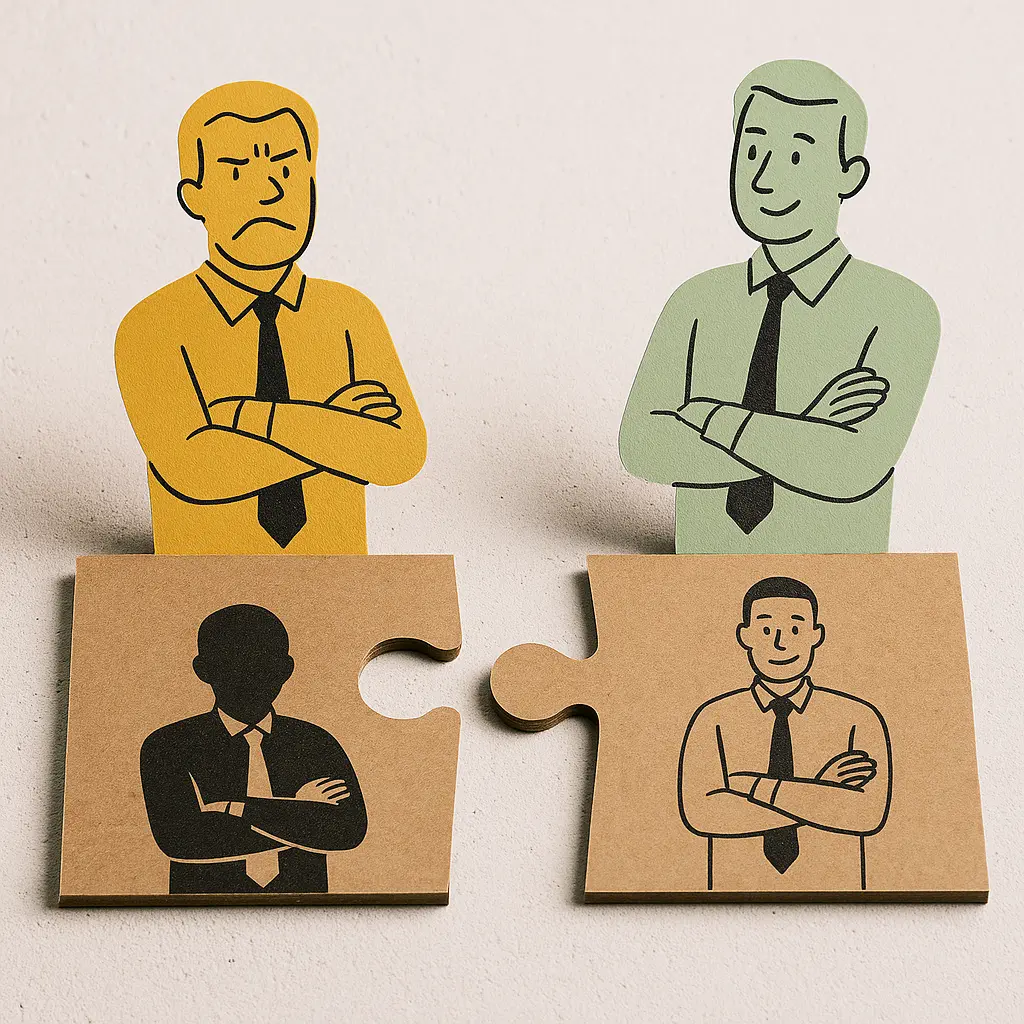 represent the concept of mismatched vs. harmonious working relationships