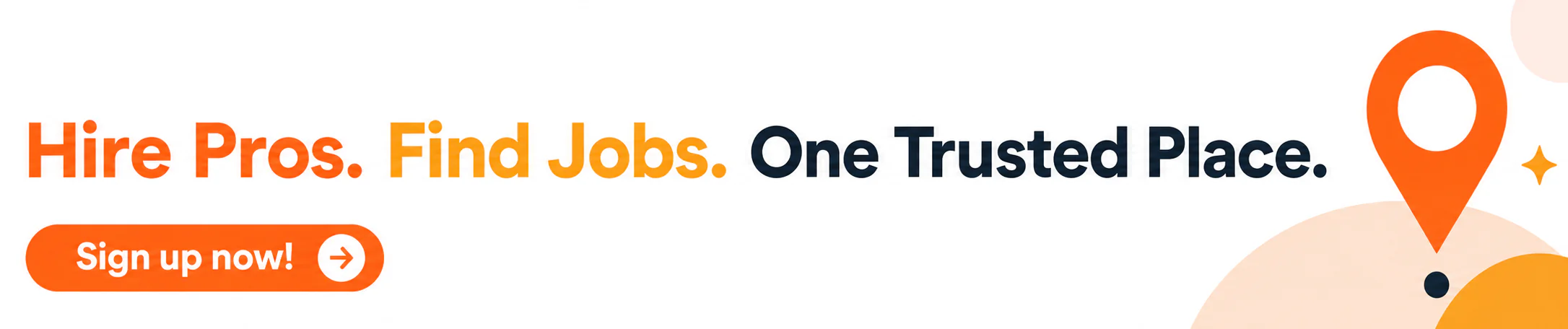 ConnectToPros.com banner showing Find Work, Find Pros, and Sign Up Now for service providers and customers.